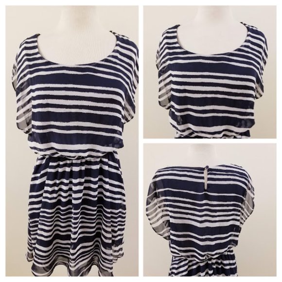 💖3 for $10  - LUSH Navy & White Stripe Dress - XL - Picture 1 of 14